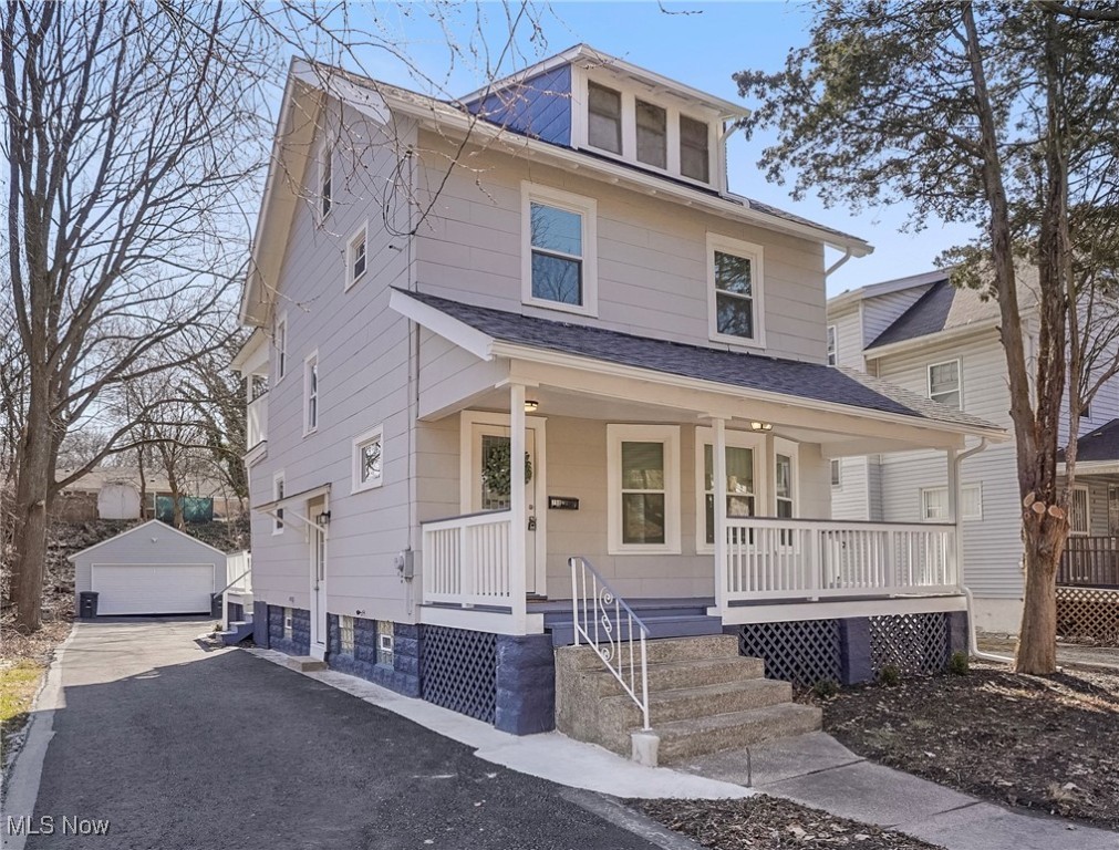 Step into this stunningly remodeled 1922 home, where historic charm meets modern luxury! Enjoy a peaceful moment on the inviting, covered front porch before stepping into a residence that has been completely transformed from top to bottom. The gorgeous kitchen features stainless steel appliances, custom cabinetry, and a convenient mud area that leads to the back deck. The formal dining room flows seamlessly into a cozy living room, highlighted by a beautiful gas fireplace. A stylish half bath completes the main floor. Upstairs, you’ll find three spacious bedrooms and a fully updated bathroom, plus a balcony deck perfect for relaxing. The third level offers a finished fourth bedroom with a walk-in closet and a small office—ideal for remote work or a quiet retreat. The clean basement, with glass block windows, remains unfinished and offers ample storage space or the potential to be customized to suit your needs. Everything is new—HVAC, plumbing, electrical, windows, roof, flooring, fixtures, paint and cabinetry! Outside, enjoy a newly paved driveway leading to a brand new, detached two-car garage w/ electric opener. This is a true gem you won’t want to miss! INCREDIBLE value here.
