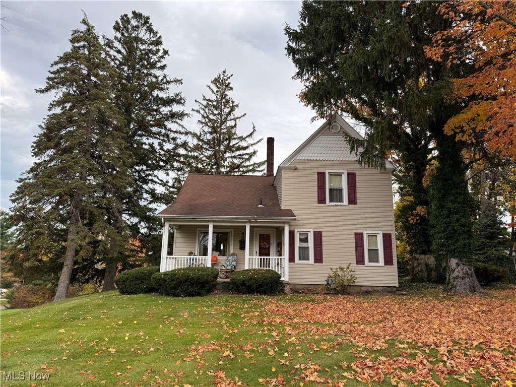 This gem of a property situated nicely in Kirtland sits ready and waiting for you to make it yours. Perfectly designed to entertain
your family and friends, the home boasts a newer kitchen, screened porch with hot tub, raised deck, pool with deck and the most perfect barn that has quite the appeal and is currently used as a man cave. The 1.2 acres has both slopes and flat ground offering a picturesque scene on autumn days with the beautiful trees and topography. The driveway provides ample parking with a turnaround for all your guests. The ground level offers a family room with a water closet, storage in the mechanical room and a newly finished laundry room complete with a folding counter and standing shower. Upstairs enjoy the recently updated kitchen with stainless steel appliances, maple cabinets and black granite countertop. Plenty of cabinet storage in this space. The charm in this house abounds from the beams in the kitchen ceiling, cream built-in cabinet in the dining room, front porch perfect for your morning coffee and reading, barn wood walls and more! The spacious dining room is directly off the kitchen and opens to the living room making it great for entertaining. Tucked down the hallway is the first floor office space and a full bathroom with ceramic tile floors, tiled bathtub surround and ample storage. Upstairs hosts all three bedrooms, the largest being the primary with double closets and built-in bookshelf. The other two bedrooms provide a nice retreat from the busy day. In addition there is a half bath for convenience. Outside, the barn is measured at 24’x36’ and provides walk up storage and there is an additional storage area for tools or outdoor equipment or extra toys. This property has several updates that include the electric panel, hot water tank, AC, and kitchen. Schedule an appointment for easy viewing today.