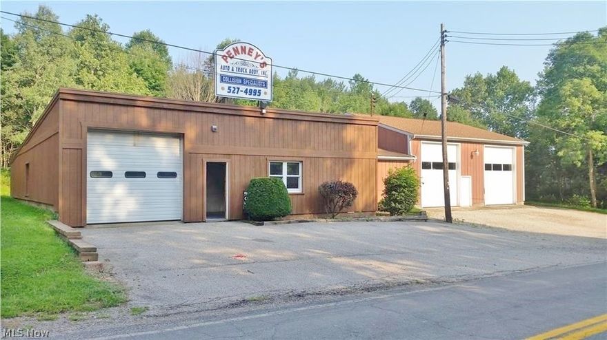 Start making money today!!! Business opportunity awaits! Turnkey auto-repair shop is ready for the up and coming mechanic! Built in 1955 originally as an auto body shop. The addition was constructed in 1984 by the current sellers. This outstanding structure has a total of 4672 to suit any gear heads passion! Three over head doors, two of the bays have 14 foot doors which can easily house two semis or two RV's. There is room for at least 10 vehicles inside. Rubber roof on the original structure(14 years remaining on warranty) and asphalt shingle on the addition with 15 years left on the garuntee! As you walk inside the front door there is an open room that is a reception area, then off of that room is a private office! Full bathroom off of reception area. Included inside the shop, three phase power converter, two 5 horse power 80 gallon compressors, a massive down draft prep station, industrial central vac system (for all your power tools), and to top it off a stand alone 26x14 cross dr