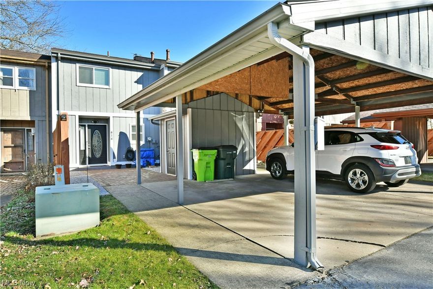 Find yourself in the two-story splendor of this must-see Newton Falls condo residence! The unique getaway begins with a wonderfully attractive conjoined unit dressed in an endearing gray and white color scheme. The development is set off a quiet side street along its own private drive. A covered carport includes a cement parking spot along with a small storage shed. The brick lined courtyard yields a stained wood privacy fence as you make your way to the decorative front door. Inside, the main hall continues the soothing grey and white colors as natural colored hardwood styled flooring sweeps past a charming half bath. The central great room opens up to reveal back porch access and plenty of natural light that spills across the nearby carpeted staircase. Provisions for dining are located before the galley type kitchen with its newer stainless appliances. The laundry is located at the end of the hall layout. Upstairs, the catwalk enjoys large closets and a tastefully updated full bath that divides the pair of bedrooms. The larger, master bedroom is complete with an oversized walk-in closet to round things out. New doors and windows added in 2022. Call today for more information!