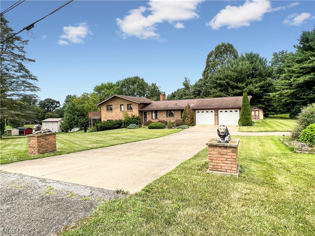 Mid-Century Modern characteristics in this home with 3 bedrooms and 2 full baths has character with exposed beams that add warmth to the living spaces with a touch of retro flair. The family room has a large sliding door and fireplace. Enjoy a perfect blend of indoor-outdoor living as you step onto the deck, conveniently located on the side of the house. Whether it's a morning coffee or a relaxing evening with friends, this deck is an ideal spot to unwind and enjoy the fresh air. The walk-out basement presents exciting potential. Finish it to create additional living space, like a game room, home office, or even a guest suite. The possibilities are endless, allowing you to tailor the space to suit your lifestyle and needs. Make an appointment to see your next home. Sold AS-IS.