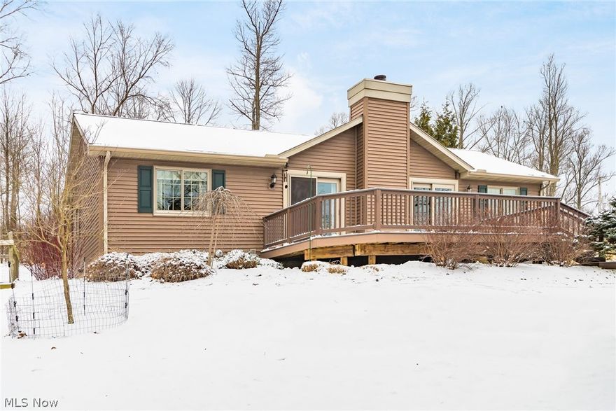 Absolutely charming ranch home overlooking the countryside just outside of Dresden. Situated on over 3 acres with additional 1.5 car garage with loft and deck. Home is in move in condition and offers privacy, yet just a few minutes from town. New well pump in 2020, detached garage, deck, roof, and iron filter in 2017. New risers on the septic in 2022. Heated floors in bathroom. Home is wired for backup generator. Seller to pay up to $500 for a home warranty.