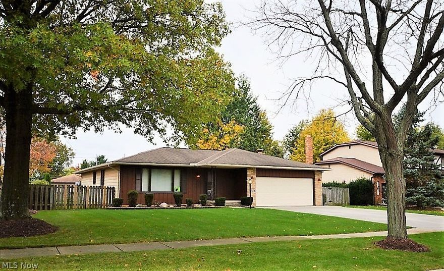 This ranch in Middleburg Heights on a great street offers 1624 sq ft on ground level. 3 bedrooms , 1 1/2 baths, formal living and dining room, eat in kitchen plus a family room with fireplace. Full unfinished basement. 2 1/2 car attached garage, extra wide driveway replaced in 2014. Roof replaced in 2008, gutter guard installed in 2012 - furnace original but replaced blower Motor, hot water tank 2000 - heat pump replaced in 2012, glassblock windows in 2013. Drain pipe replaced with all front yard landscaping in 2013. All you need to do is bring your decorating ideas!