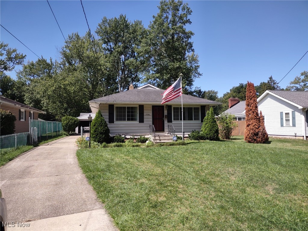 Very nice Olmsted Falls location. Ranch style 3 bedroom, one bath, eat-in kitchen, dining room, living room, and full basement. Large 2.5 car garage with covered patio. Replacement windows. Furnace and A/C replaced in 2023. Home is in need of updating.