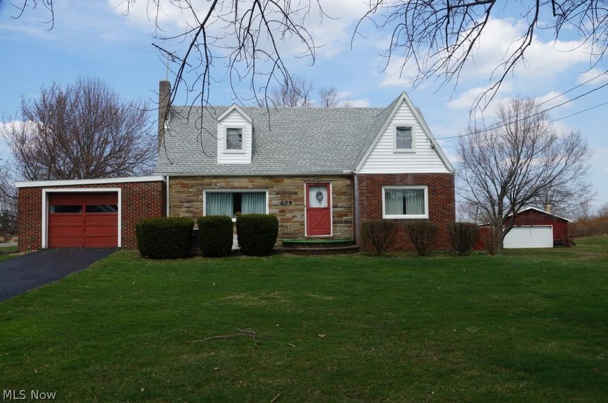 Situated on almost 2 acres in Brimfield, this one owner brick Cape Cod style home has much to offer.  Large eat-in kitchen, formal dining room and living room along with a first floor bedroom and full bath.  Upstairs offers 2 bedrooms with a half bath and walk through closet.  Full basement and outside there is a patio and detached pole building.  This Estate is being Sold As Is, so come make it yours today!