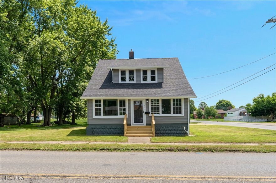 Welcome to this beautifully renovated home on a spacious corner lot in Campbell! With quality updates throughout, this move-in ready gem offers charm, functionality, and modern finishes. The inviting, enclosed front porch leads into a large living room filled with natural light, flowing seamlessly into the formal dining room complete with built-in cabinetry. The fully updated kitchen boasts all-new cabinets, countertops, and stainless steel appliances, and offers access to a convenient mudroom that exits to the backyard.  Also on the first floor is a versatile bonus room—perfect for a home office, playroom or possible 4th bedroom. Upstairs, you'll find three generously sized bedrooms, including one with a walk-in closet, and a spacious, renovated full bathroom. The lower level features a freshly waterproofed basement with a second bathroom offering a tiled, walk-in shower, and a laundry area with a gas hookup for a dryer.  Outside, enjoy the benefits of a two-car detached garage and plenty of yard space on this corner lot. All the work has been done—just move in and enjoy!  2025 Updates include: new roof (house and garage), new vinyl siding, new vinyl windows, new doors throughout, all new flooring and fresh paint throughout, new furnace and central ac unit, updated electrical panel, new concrete walkways outside, new light fixtures and recessed lighting throughout, renovated kitchen (new cabinets, counters, sink, appliances), renovated full bathroom upstairs (new vanity, toilet, tub surround), new front and rear entry steps, new garage door opener, and more!