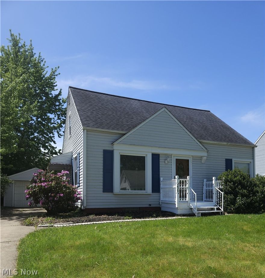 Welcome to this inviting cape cod in desirable Cuyahoga Falls! Featuring 2 bedrooms and 2 full baths, including a convenient first-floor bedroom, this home blends comfort and functionality. The generously sized kitchen offers plenty of cabinet space and flows into the dining area. Step through the French doors into a sunny bonus room overlooking the partially fenced yard. First-floor laundry adds everyday convenience, while the unfinished basement offers additional space and opportunity. Property is being sold as-is, and a prior estimate for basement waterproofing is available. A detached 1-car garage completes the package. This property is currently tenant occupied.