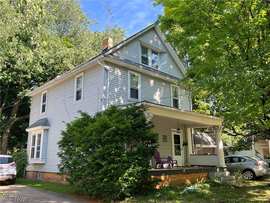 Lots of great charm here! Enter the foyer with dark oak trim and built-in cabinets at the bottom of the staircase, the living room is off to the left with a lovely corner fireplace, go through to the formal dining room and then end up in the kitchen with door to fenced (no-mow) back yard. Floors are all oak in the foyer, living, and dining rooms. Three bedrms on the second floor with lovely pine floors. The attic consists of two rooms, one as a bonus room or 4th bedroom and then walk through to the walk-in closet or whatever room. The bathroom is large with updated two-piece tub/shower combo and plenty of room for extra furniture! Enjoy a newer high efficient Carrier furnace and 100 amp breakers. Owner received quote between $3,500-$4,000 to install central air conditioning. This could be built into the sale price and negotiated to be done before closing. Convenient location walking distance to all Highland Square has to offer. FHA or VA financing may require a front porch railing and handrail.
