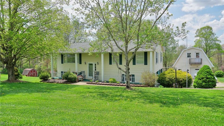 Salt Fork area, close to Morning Glory Dock. Very well maintained home! Situated on 2.17 acres this 3 BR 2 BA home has a covered deck, 2 story single car garage, 2 car att. gar.  Pretty oak kitchen with a center island ,jetted tub in main bath,  propane wood stove in basement, dec. fireplace in living room with electric logs.  Nicely landscaped.  ( Taxes 1116.42 ( Homestead 376.66) Total 1,493.08)