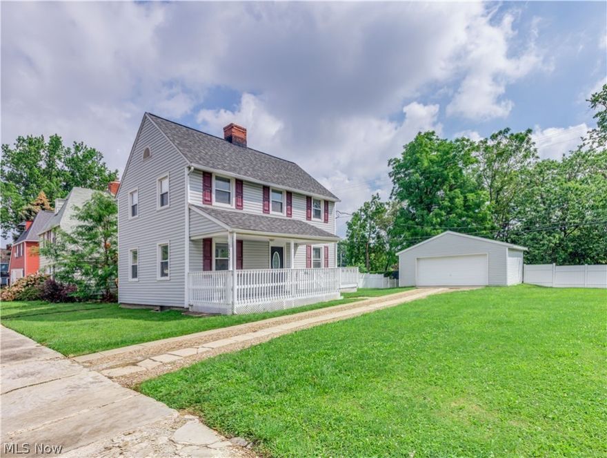 This fantastic home sits on four lots (.30-acres). It is bright, spacious with high ceilings, and freshly painted (2021) with modern colors. —a lovely front yard, with plenty of room for a garden and play area. This lovely home has a large covered deck in the front that welcomes you to the foyer and into the spacious living room. To the right of the foyer is the formal dining room with access to another deck in the back overlooking a large fenced-in private backyard, which is great for enjoying the warm summer nights. Upstairs are three bedrooms (all with new carpet), a full bathroom (with new flooring and vanity), and a nice sized linen closet in the hallway. Glass block windows in the basement, and a detached two-car garage. Updates: The roof, windows, siding, and garage were replaced/installed in 2010. Vinyl fencing on the North and West Sides (2012). New carpet on the entire home (2021). Excellent access to the highway (<5 minutes to 77 or 30), Grocery and Shopping also less than 5