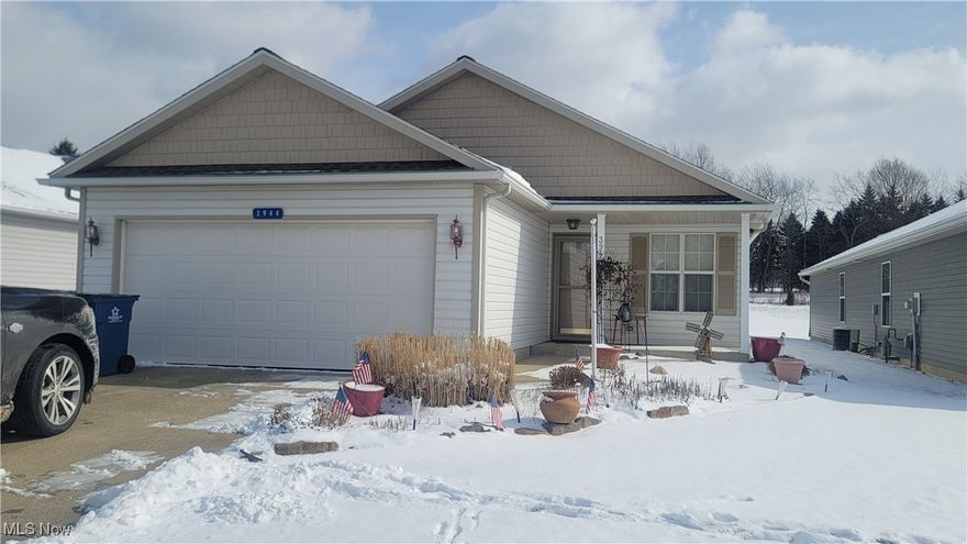 Welcome to your move-in ready, Ranch style home! This perfectly situated single-story home features 3 bedrooms, spacious rooms with an open concept floor plan, gas fireplace in the living room, two full bathrooms, and a convenient laundry room.  Vaulted primary bedroom has its own private bathroom with huge walk in closet. The attached two-car garage adds to your everyday convenience. Enjoy countryside views from the back patio! Some of the updates included: New HVAC (2024), newer roof (2015), freshly painted living room and newer H20 heater (2022). Located near NEOMED, with quick highway access to I76, this home offers the perfect balance of country with easy access to local amenities. Schedule your showings quick! Don't miss your chance to own this gem.