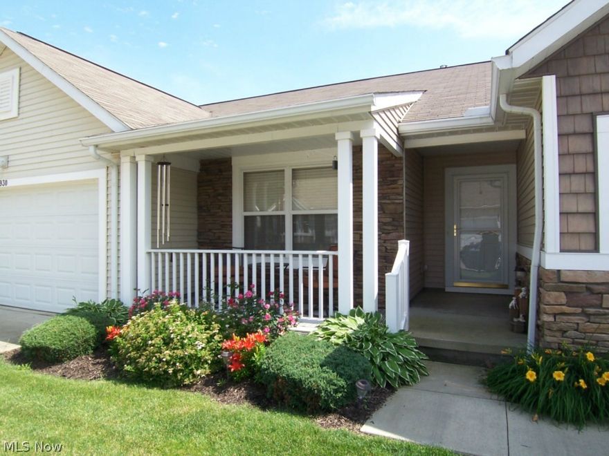 Wow - beautiful 2 bedroom, 2 bath ranch condo. One floor living at it's best! The kitchen is fully applianced (including built-in M/W oven just a year old) and has great counter space and an abundance of cabinets. All appliances are included. There is an eating area with sliders to a private patio with a maintenance free privacy fence. The huge great room has vaulted ceilings and a formal dining area! There is neutral decor and NO wallpaper. You will love the huge master bedroom that could easily accommodate king-sized furniture. The master bath with step-in shower and a large walk-in closet complete the master suite. The second bedroom (also w/a walk-in closet) is to the left of the foyer and the main bath is just steps away, making it a perfect guest bedroom. There is a first floor laundry located between the garage and the kitchen that includes the newer washer and dryer as well as many cabinets and a huge closet that could be used as a pantry/or additional coat closet. The Lennox A