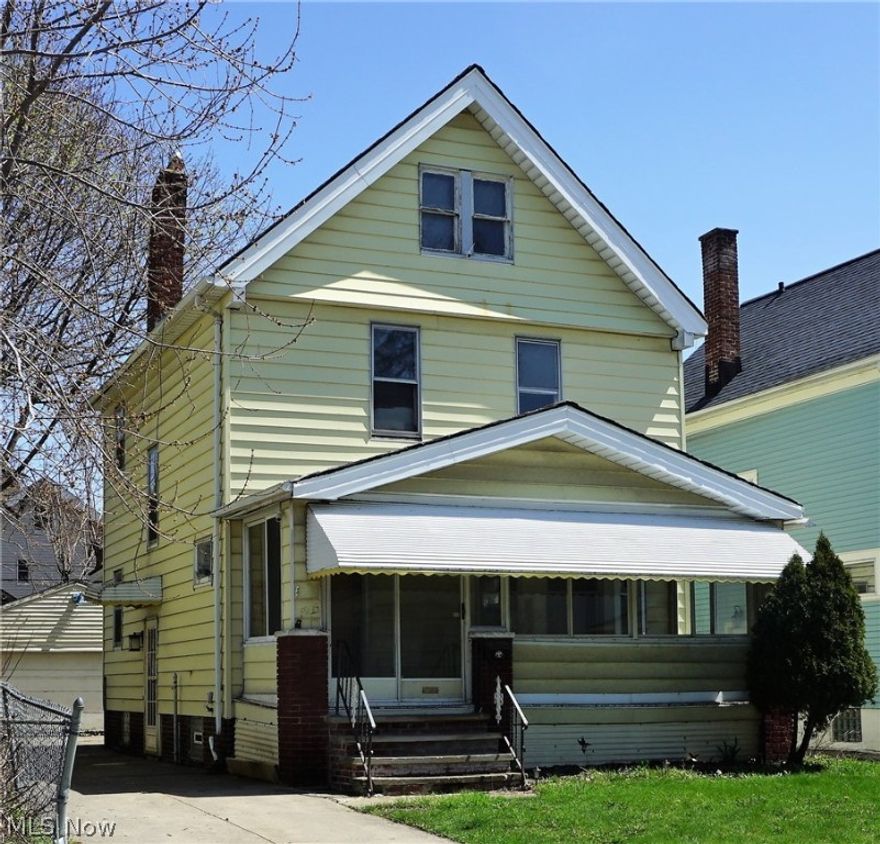 This is your opportunity to do a little tlc and have a great home. This 3 bedroom, 1 bath home has a large living room with hardwood floors, a formal dining room also featuring wood floors, and eat in kitchen all on the first floor. The second floor features the 3 bedrooms and full bath. The full basement has the hookups for the laundry and plenty of storage area. The rear yard is fenced for a little privacy. Add to that the cozy front porch where you can enjoy your morning coffee or relax after work!  Just minutes away from Downtown Cleveland and all points east and west for medical, shopping, theatre and more!!  Make your appointment to see before its gone! We have multiple offers. Please submit your offer by Tuesday April 19 by 7pm