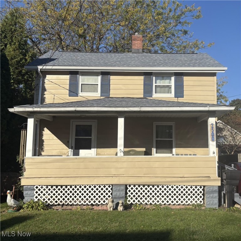 Come see this perfect colonial starter home in the heart of Cuyahoga Falls! This house sits on a dead-end street featuring an oversized front porch, living room with new glass light fixtures, and an open floor dining room/kitchen with brand new oven/range from 2025. You'll find the 1st bedroom on the main level of home before walking upstairs to the additional 2 bedrooms and full bathroom. In the basement you'll find the washer/dryer hookup and utility sink with plenty of room for storage and a new hot h2o tank replaced in 2024. Romex wiring throughout the house was updated in 2014. Off the back of the house, you'll find a deck overlooking the backyard where an outdoor playset (new 2023) and shed for extra storage are located. New roof replaced in 2021. Partial gutter replacement done in 2022. Great location! Only minutes away from the market district, movie theatre, schools, shopping, etc. Don't miss out!