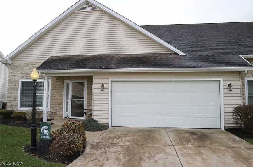 Maintenance free one story condominium living at its Best!  Come see this impeccably maintained two bedroom, two bath cluster home just off State Route 58.  Features include a well designed open/contemporary floor plan, vaulted ceiling in living/dining/kitchen area, gas fireplace, private patio, large bedrooms, with plenty of closet space.  The ample two car garage has additional storage in the attic via a pull down ladder.   Close to all Lorain County has to offer!  Located between Oberlin and Wellington with easy access to St Route 480.  Close to Oberlin College, LCCC Wellington Center, Lorain County JVS, and Lorain County Metro Parks Splash Zone.  Make your appointment today!