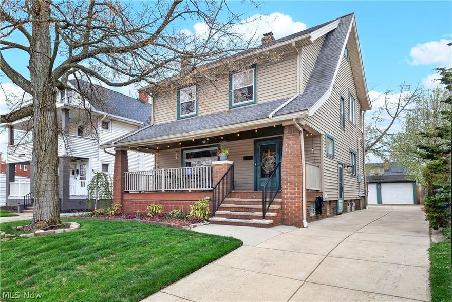 This charming Craftsman Colonial, built in 1922, welcomes you with a spacious front porch and showcases gorgeous hardwood flooring, crown molding, and timeless architectural detail throughout. The living room features a whitewashed gas fireplace, built-in bookcases, lead glass windows, and a lighted ceiling fan. For those who love to entertain, the formal dining room includes built-in cabinetry, storage drawers, and a window seat, adding warmth and character while viewing the deck and backyard.  
The kitchen is fabulous and fully equipped with painted cabinetry, epoxy butcher block countertops, a tile backsplash, a 36" farmhouse sink, a breakfast bar, and Samsung stainless steel appliances with a gas stove with a double oven. 
Additional living space can be found in the basement’s finished family room, which features new vinyl flooring, a renovated full bath, a workshop with abundant storage, and a laundry room with a washer, dryer, and a Culligan water filtration system. Recent mechanical updates: roof 2015, furnace 2022, central air 2025, a 50-gallon hot water tank 2025, and an upgraded 150amp e-box! 
On the second level, the master suite is fit for a "king" featuring private access to a 3rd floor walk-in his & her dressing room, a wooden accent wall, and barn doors that access a custom master bath with a tiled rain shower w/ jets, custom cabinetry, dual vanities and pocket door access to the 2nd floor full bath with wooden accents, a chandelier & soak tub. This level includes an adorable child's bedroom and a third bedroom, currently used as a home office, with its own covered porch for fresh air and backyard views. 
The exterior is beautifully landscaped, both front and back, complete with a large deck, fire pit, and a 2-car detached garage. Located on the City of Lakewood's Bunts Road Rehab Project, soon to be a beautiful signature street, you are minutes from/to I-90, local shops, parks, restaurants, the airport & downtown Cleveland. YOUR SEARCH IS OVER!