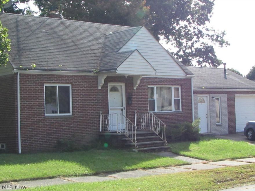 Two sides to this brick cape!!  Main house has eat-in, step-saving kitchen with pantry and finished 2nd floor bedroom!!  Hardwood floors in bedrooms and living room!!  Access other side of house via partially finished basement or through separate  entrance!! The additional 572 square foot "wing" (not reflected in Auditor's square footage) features a kitchen and living area; possible bedroom or office with large storage room/closet!! Vinyl windows!! Bank owned, being sold "AS IS"!!  Buyer or buyers agent responsible to verify all information contained herein and check with Health, Building, Zoning, EPA, DEA, Tax Dept. or any other requirement for intended use. Seller will NOT Pay for any inspections. Condition of any appliances are not warranted - Pre-approval required with all financed offers - Verification of funds required with all cash offers.  Listing Co. to hold Earnest Money - Certified Funds Only.