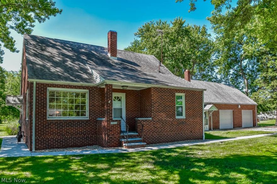Move-in ready 3-4 bedroom all brick home on 1.15 acres! Welcoming sun-filled living room with gorgeous windows. Updated eat-in kitchen with brand new countertops and backsplash, a stainless steel sink, a pantry and a dinette. The huge breezeway has been finished into a wonderful family room boasting 2 picture windows, a brick fireplace and beautiful views of acreage. 2 bedrooms and a full bath on the main level. The full bath features a gorgeous rustic vanity with vessel sink, new surround and a new toilet. Upstairs, the master bedroom offers 2 closets and a tandem room that could be an extra bedroom, nursery, office or dressing room. New vinyl windows, new A/C, professionally cleaned duct work, updated electrical, all new exterior doors and fresh paint throughout! Fantastic curb appeal with 500 square feet of all new sidewalks and a manicured lawn with all trees trimmed. Tons of parking with a large driveway leading to the oversized 31x23 2-car attached garage as well as a second driv