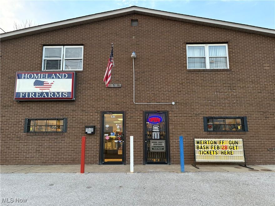 FANTASTIC TURN-KEY BUSINESS OPPORTUNITY! CURRENTLY HOMELAND FIREARMS boasts AMAZING SHOWROOM with ALL INVENTORY, glass cases, Silencer Shop Kiosk connected to ATF for fingerprinting and background checks, training room including tvs, cameras, alarm system, workshop, kitchen and bath. Take over this profitable business or start your own on main level and second floor comes complete with two 2 bedroom 1 bath apartments recently renovated. This sale includes two vacant business properties next door which could be torn down to make a great parking lot! Call for your tour today! GREAT MIXED USE PROPERTY!