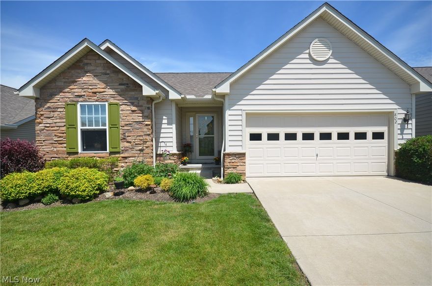 Move in condition! Condo conveniences with the privacy of a detached home plus a FULL BASEMENT. HOA covers mowing, edging, mulching, weeding, trimming landscape, snow removal on road/drive/walkway to front door and weekly trash for only $125/month. High quality siding and stone exterior w dimensional shingle roof plus a back yard with decorative grass & pine trees for privacy. Wide open layout featuring a vaulted great rm w 2 skylights and wall of windows for beautiful natural light- open to the dining area w big pantry cabinet & slider to the back yard. Kitchen w vaulted ceiling, cast iron sink & nice cabinet space. 1st floor laundry w counter & hanging rack- screen door to the garage allows for a great cross-breeze when the slider and overhead doors are ajar. Master suite w walk in closet & private full bath w solid surface counter & big tub w shower. Great privacy w separation from the master and guest bedroom plus office w glass door & recessed area for desk (or could add a closet