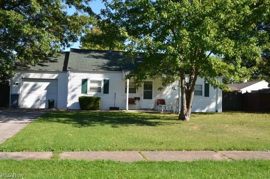 Well maintained 3 bedroom ranch styled property. Comfortable home with large living room, 3 nice sized bedrooms, closets in each bedroom. Bath has had updates, carpeting is only a few years old and in great condition. Big kitchen eating area. Utility room with hook ups for washer and dryer. Attached garage. Gas heat and central air conditioning. Less then a block to the park. Close to Rt. 57, Rt. 90 and Ohio Turnpike. Terrific location. Property is in great condition.