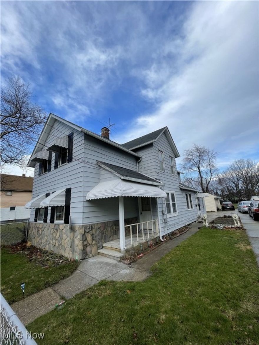 Investors! Duplex! Both units recently renovated. Two bedrooms, one full bathroom. Huge double extra-long lot! Downstairs unit totally redone, renter has lived there for 15 years, rent is $500/Monthly.  Upstairs unit is currently vacant and at market rent you could get $800 to $850/Monthly. Two car garage. Partially fenced in yard. Three miles from downtown Cleveland.