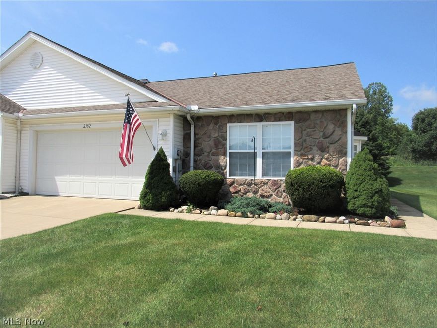 Be first or be sorry! Gently used half the year. Two bedroom, two full bathroom cluster home with two car attached garaged located on a quiet street. Three season sun room. Volume ceilings in the kitchen, dining area and great room. Owner suite has full bathroom and walk-in closet. Kitchen has oak cabinets and all the appliances. Vinyl windows throughout. Plenty of closets throughout. Nice walking trail in the development. Includes 1 year Cinch Home Warranty!