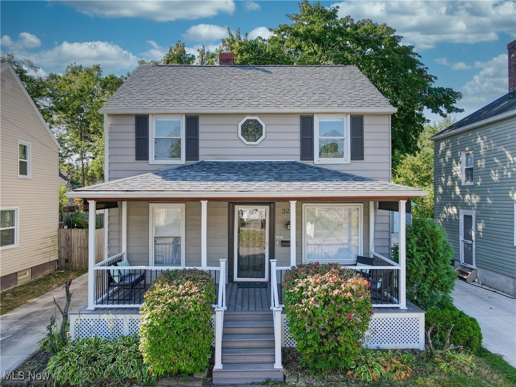 Welcome to 324 Hayes Avenue, a beautifully updated colonial nestled in the heart of the beloved President Streets in Cuyahoga Falls, one of the city’s most walkable and family friendly neighborhoods. This charming 3 bedroom, 2 bathroom home combines timeless character with thoughtful updates. Enjoy living just minutes from Lion’s Park, Krieger’s Health Foods Market, Graham Road shopping, and with easy access to Route 8, not to mention the vibrant shops, dining, and seasonal events of Downtown Front Street.
Curb appeal abounds with a brand new Trex front porch (2024), the perfect spot to relax with a morning coffee or evening book. Inside, original hardwood floors pair seamlessly with freshly painted walls, creating a bright and welcoming atmosphere. The kitchen features leathered granite countertops, a stylish tile backsplash, and updated appliances including a dishwasher (2024), range (2020), and microwave (2021).
The partially finished basement adds valuable living space with a full bathroom, ceramic tile floors, wood tongue and groove ceiling, and a built-in bar area with a refrigerator, ideal for entertaining, a home office, or a recreation or playroom. Step outside to a private, fully fenced backyard with mature trees, a fire pit, and a covered patio, offering a peaceful setting for outdoor living. The detached two car garage provides additional storage or workspace, and the garage refrigerator stays as a bonus.
All big ticket items are relatively newer, including a new roof (2025) and HVAC (2019). This home delivers lifestyle, functionality, and location in one turnkey package. It is a rare opportunity to own a lovingly cared for home in a tight knit community full of charm.