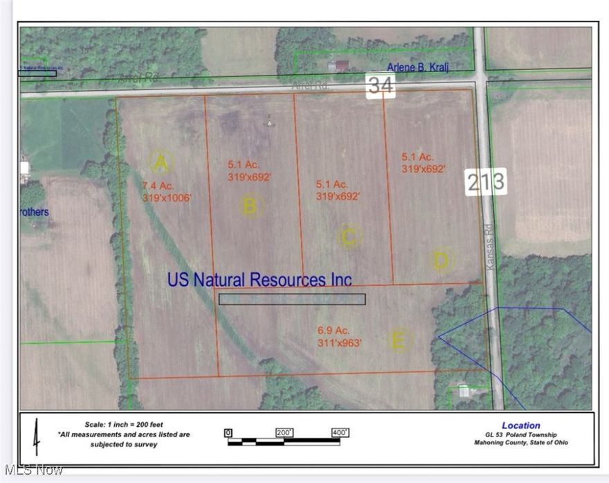 BEAUTIFUL LAND to BUILD YOUR DREAM HOME located in POLAND Township!!! This property can be subdivided and purchased at $15,000 Per Acre upon Seller's approval. All property sales are subject to Seller completing a survey. Also, subject to Buyer obtaining septic site inspection through Mahoning County Health Department. Electric is available. Buyer will be responsible for well and septic installations. See additional listings of lots on Arrel and Kansas Roads. Lot sizes can be modified subject to Seller approval. Mineral Rights do not transfer. Call for more details!!