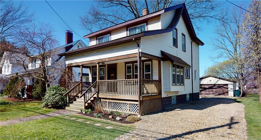 Classic Cuyahoga Falls Colonial, in the heart of the city, waiting for YOU to call it HOME!! Approach the front door... you can't ignore the WOW factor that is the Front Porch, spanning the width of the home and complete with a Bench Swing! Enter the front door to a rare combination of Character and Updates, Charm and Features; A Carpeted Living Room makes way to a Dining Room outfitted with Original Hardwood Floors and Trim, Highlighted by a Window Seat that is nothing short of Magnificent. In to the Kitchen where you'll find updates that include Quartz Countertops and Hardwood Cabinets featuring Soft-Close doors and drawers. Off the Dinette, the main floor is complete with a Half Bath for your convenience. By Now you've noticed the 9 Foot Ceilings throughout the entire first floor! The second floor houses all 3 bedrooms, including a Master Bedroom with Vaulted Ceilings, (the size of which is truly unique for a home of this age). A Full Bath on the second floor was updated in 2016, an