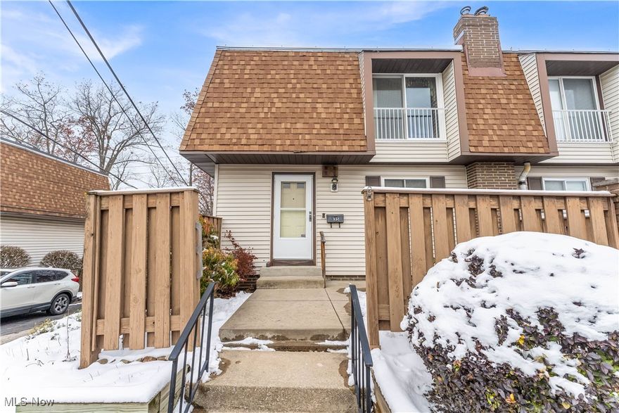 Lovely END UNIT Parma condo on the market for the first time in 45 years! Only two owners since it was built in 1973 - this 3 bedroom/1.5 bathroom home has been meticulously maintained and loved for many decades. Overlooking Ridgewood Golf course and State Rd park - offering year round privacy and gorgeous views. The first floor in unit K5 offers a living area w/ sliding doors leading to your private deck, a large kitchen w/ plenty of cabinet + counter space, dining area adjacent to the living area (open concept living), and perfectly positioned half bathroom. Upstairs you will find all 3 bedrooms, a full bathroom w/ shower + tub combo, and storage space w/ plentiful closets. 2 car attached garage and regularly maintained HVAC. Enjoy community amenities such as common areas + pool. Just a "stone's throw" from shopping, park access, golf course, and pickle ball courts. A true gem in a mature and quiet community...Don't miss out!