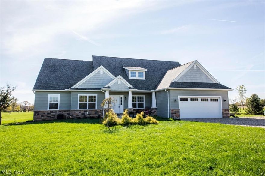 WHAT AN AMAZING OPPORTUNITY - A 4 bedroom ranch on nearly 2 acres in Delaware! The kitchen has SS appliances/gas range and stunning cherry cabinets. Off of the kitchen is a spacious great room with a fireplace. The private owners bath has a garden/soak tub with a separate shower stall. The basement has egress windows with 9 ft ceilings and is framed in and ready to be finished with a theater room, full bath, bedroom and bar. A craftsman style laundry room, composite deck, generator and a new sump pump are some of the other features. This home wont last long. Call Today!!