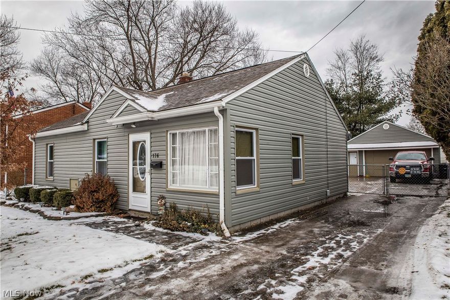 Don't miss this adorable Dollhouse of a Ranch home!  3 BR 1 BA.  Eat in kitchen, good sized bedrooms.  2 car detached garage.
*Updates: vinyl siding house and garage (2013), new roof on garage in (2010), house (2006), new doors on front & back & screen doors (2009), garage door replaced springs and hardware (2017), new cabinets added, black hood added, range & refrig stays with property new appliances (stainless appliances), all new windows (2012) except picture window, (2016) 50 gas hot water tank, (2008)- started terminix plan- for carpenter ants, furnace (2010), installed pond outside and added patio, plus lush garage (wood raised garden), garage has extended roof for storage, and also a shed, fully fenced in yard. Garage has attic that is finished. Remodeled bath (new toilet, vanity & flooring). New landscaping throughout.
