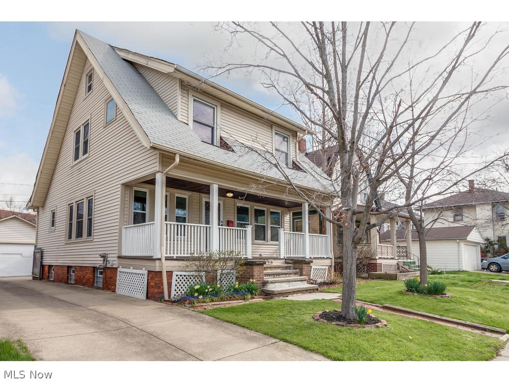 Western Lakewood 3 bedroom home with one full bath and 2 half baths just 6 blocks from the lake. First floor has an open feel with the kitchen flowing into the dining and living area. Half bath off of kitchen. spacious bedrooms on second floor are unusually large for the area. New 1st floor energy rated windows and glass block (2013), A/C (2013), 2nd floor carpet (2016). Recently renovated front porch, 2 car detached garage and brick patio in rear of home.