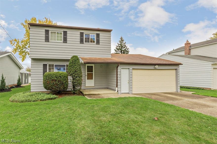 Hard to find colonial in great Mayfield Heights location. New front door leads to living room with picture window affording plenty of light. Formal dining room. Eat-in kitchen with brand new oven. Family room and half bath on first floor. Basement recreation room. Sliders off family room lead to patio. Replacment windows and patio door. Exterior aluminum siding recently painted. Storage shed in backyard. Buyer to assume city point of sale violations and escrow requirements. Make an offer!