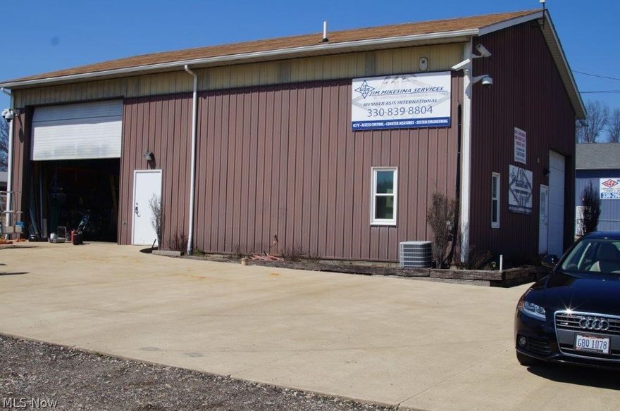 Well maintained building with approx. 500 sq. ft. of office space and 1500 sq. ft. of warehouse space, which is fenced for extra parking and came with a security camera system. Centrally located with visibility on State Route 14 and close to I-76. Upgrades include new roof in 2011, man door in 2015, Bath in 2009, and Office Furnace & A/C in 2010.