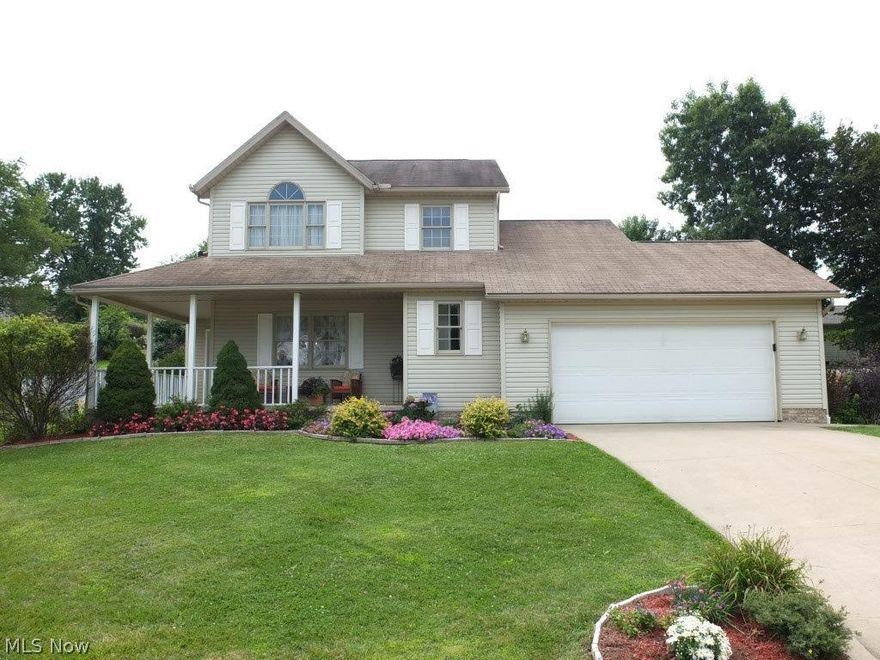 Great home with an open floor plan and lovely landscaping! 1st floor offers great room, dining room with hearth area, kitchen with breakfast bar, tons of cabinet space, tile floor, dishwasher and stainless steel microwave, 1st floor laundry and half bath with tile floor. Master suite with vaulted ceiling, double closets and private full bath with tile floor. 2 additional good sized bedrooms and 2nd full bath with tile floor on the 2nd floor. Finished lower level with recreation room and media or theatre room. Wonderful outdoor spaces too including fully fenced backyard, deck, patio, wrap around front porch and beautiful landscaping. Perfect location on a cul-de-sac. Make an appointment to see all this home has to offer!