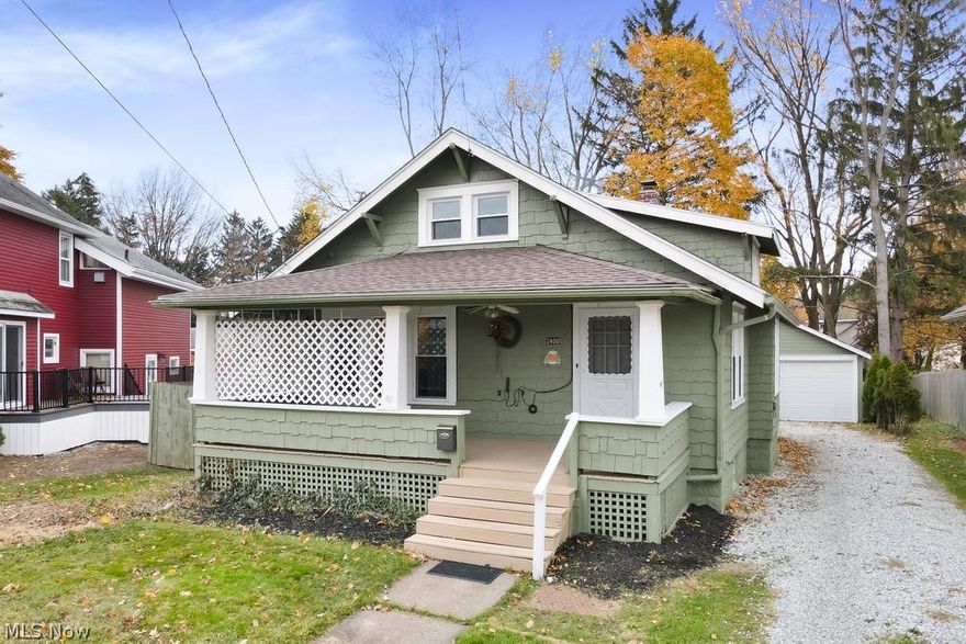Welcome home to this adorable Cuyahoga Falls Bungalow! Conveniently located to everything the city has to offer yet tucked away on a
little used side road. With a great floorplan this home is more spacious than you might think! Coming in off the covered front porch you
step into the homes main living area. With original hardwood floors and brick fireplace this room flows right into the formal dining
room. Continuing straight ahead you have the galley style kitchen with all appliances, laminate flooring and tile backsplash. Completing
the first floor off the hallway is the full bathroom, 2 bedrooms with hardwood floors and stairs to the oversized 3rd bedroom. The full
basement offers plenty of storage, workshop space, potential rec room and separate laundry! Exterior features of this great home
include an over sized fenced yard, 2 car garage patio and covered bar area! Updates include:Windows 2016, Roof 2019, HWT 2020.
Schedule your showing today!