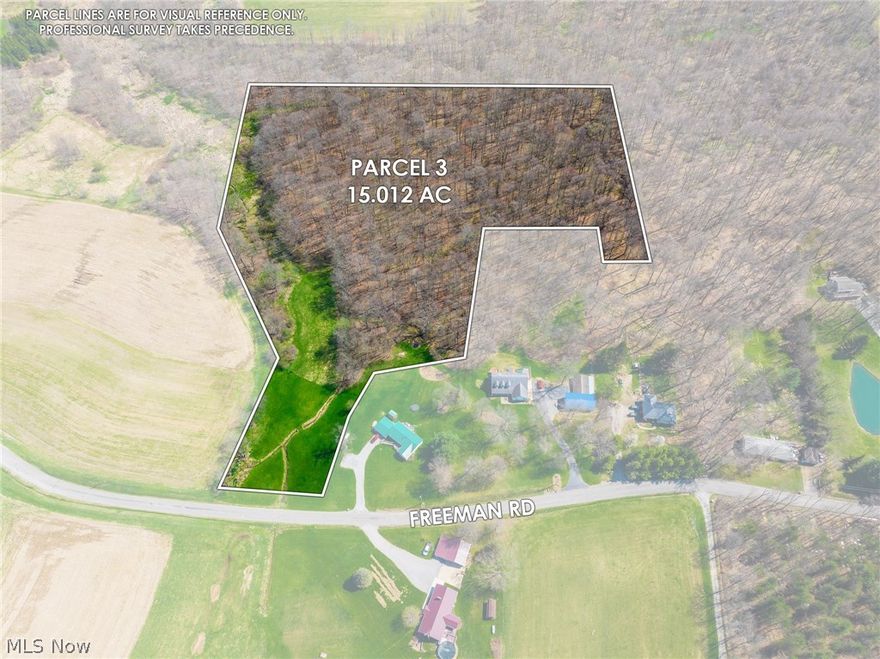 Onsite auction Saturday, May 16th at 12:00 PM. 15 Acres of mostly wooded parcel with approx. 175’ of frontage on Freeman Road. Good hunting potential.