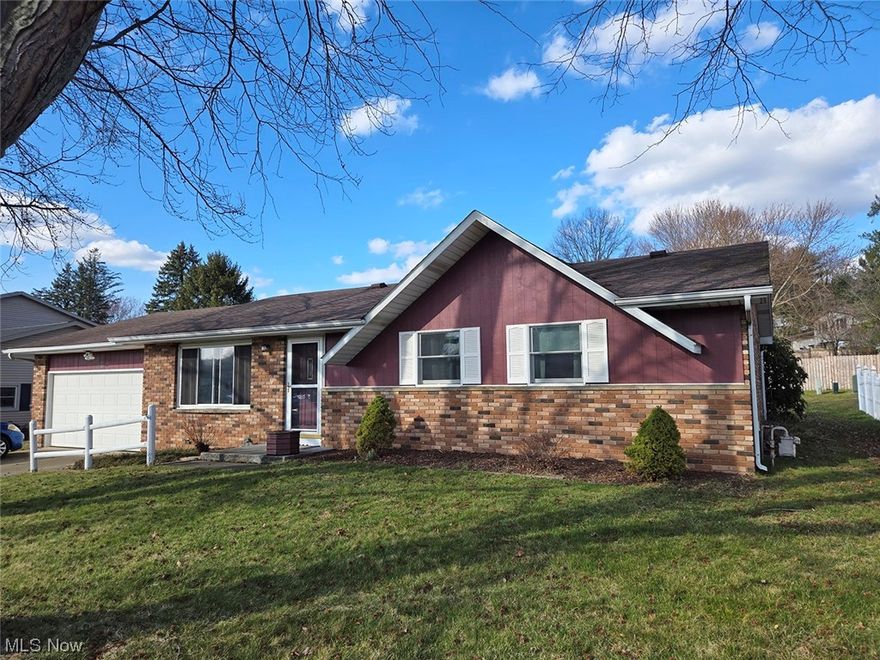 Welcome home to this wonderful brick ranch built in 1973 with 1,176 sqft. The main level features a spacious eat-in kitchen with ample cabinet space and a sliding door to the sunroom. Living room, master bedroom with half bath, two additional bedrooms, and full bath. Partially finished lower level adds 369 sqft with rec room and bar, laundry, storage room, gas FA furnace, central AC, breaker electric, and roughed-in half bath. Attached is a two car garage. Spacious backyard perfect for relaxing or entertaining. Public utilities. Parcel #34-00917-000. The home sits on a nice lot approx 80 x 130 with a garden shed for additional storage. Updated Anderson windows throughout approximately 3 years. Convenient location close to the highway, grocery, and restaurants. Great home that just needs a little updating.