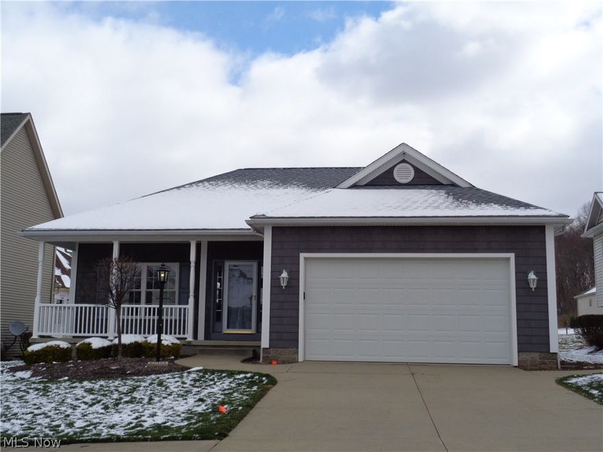 Wonderful one owner home in move in condition. Large Master Bedroom with a tray ceiling, walk in closet, ceiling fan and Master Bath with garden tub, walk in shower and double sinks. Living and Dining room large enough for entertaining with a vinyl deck with a sunsetter awning off the dining area. Appliance kitchen with breakfast bar and a wood floor. First floor laundry with washer, dryer, storage cabinets and laundry sink.  Full basement has been pumbed for a full bath. Off the laundry room is the 2 car garage with door opener, drain, service door, and plumbed for a gas heater. Lovely front porch for enjoying the sunsets.
