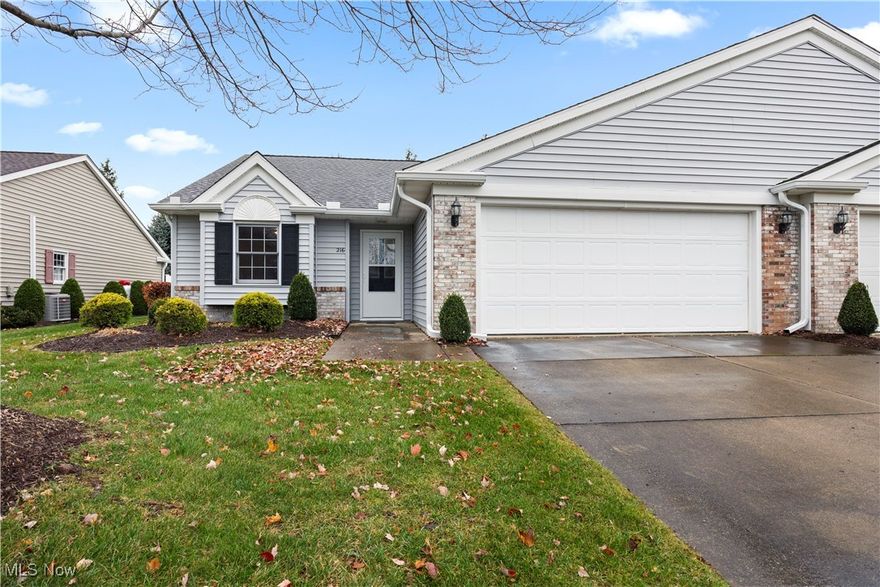 River's Edge end unit! Are you ready to downsize and enjoy the ease of one-floor condo living? This two-bedroom, two full-bath unit offers a spacious living room with a gas fireplace and cathedral ceilings. The primary suite features a large bathroom and huge, walk-in closet. The private patio affords the opportunity to enjoy the outdoors and warms days just steps from your living room. The two-car garage rounds out the attractive features of this condo. The neighborhood club house and outdoor pool complement the attributes of this condo with opportunities to socialize year around.