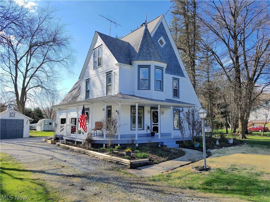 Historic Victorian style and charm nestled in a country setting!Enjoy time on the wrap around porch and take in the delightful views.Meticulously maintained and updated!Original trim throughout.The main floor has a traditional feel with  family room, kitchen, living and dining rooms.Timeless and  elegant pocket doors open to the living & dining rooms-great for entertaining! The generous eat in kitchen both vintage & classic- perfect to cook for 2 or for 20!Upstairs find a gorgeous master bedroom w/ bay windows and hardwood floors! Two more cozy bedrooms are on the 2nd floor. Built in cabinetry along the hallway upstairs provides an abundance of storage. From the closet in the master find steps leading to hidden space on the 3rd floor! Unfinished now - this space is HUGE & can easily be turned into finished living area- it even has a LOFT ! Turn it into bedrooms, game room-add an additional bath or artist's suite!! The possibilities are endless! Outside find the home's original garage, a storage shed,new wood shed, raised planter beds, & an additional lot! No need to drive to a park or campground, this large side yard could be great for baseball, camp outs, bonfires & roasting marshmallows- a fantastic spot for any event!  Take time to relax or play in the above ground pool. Adjacent to the pool there is ample space to grill out & savor the outdoors! Fridge stays.New roof 2007.Nearby take in the Tow Path Trail and Warwick Park. Easy access to Route 21.  Call to see today!