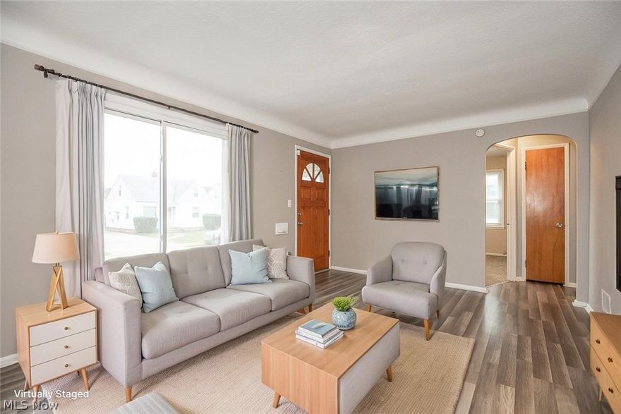 Charming two-bedroom, one-bathroom ranch home with a one-car detached garage. The kitchen features granite countertops, newer cabinetry, LVT flooring, and stainless steel appliances. Newer flooring runs throughout the home, creating a fresh, modern feel. The partially finished basement offers a spacious, carpeted rec room—perfect for a second living space—along with an unfinished laundry and utility area. Conveniently located in Westpark, close to highways, shopping, dining, and more—everything you need is right at your fingertips!