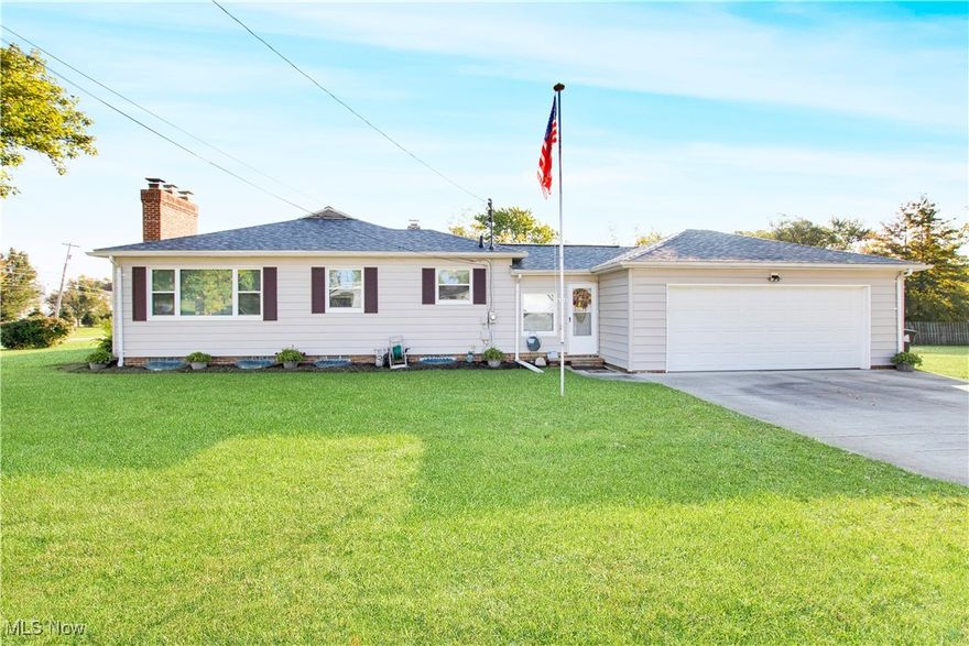 Welcome home to this beautifully maintained three-bedroom, two-bathroom Ranch. Step inside to find a spacious breezeway leading to a stunningly updated kitchen, complete with granite countertops, a large island, and ample storage. The adjoining eat-in kitchen area seamlessly connects to a cozy living room featuring a charming stone fireplace.  Down the hallway, you will discover three generously sized bedrooms and a full bathroom. The fully finished basement offers another inviting fireplace and a full bathroom. Nestled on a beautiful and spacious yard boasting half an acre and a concrete patio to enjoy.  This home has been thoughtfully updated, all you need to do is move in! Updates include: complete roof tear off- 2022, basement waterproofed 2022, new hot water tank 2023, HVAC 2019, insulation blown in the whole house 2023.