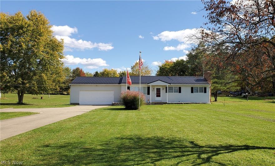Beautiful ranch home situated on 1.5 acres only 5 miles from the city of Medina and 4 miles to I-71 and I-76.  This home was completely renovated in 2016 including new carpet throughout, luxury vinyl tile in the large eat-in-kitchen, new granite countertops, new appliances (2016) and cabinetry.  In addition the two full baths were also renovated with all new fixtures and fittings. New overhead lighting was also installed throughout the home.  The improvements continue in the large full basement with upgraded electric and panel box as well as the addition of a new 95% efficiency furnace and hot water tank.  The basement also features a large fireplace perfect for the additional living space.  This home features a spacious 2-car garage with mandoor that opens up to the gorgeous backyard.  In addition a brand new Reznor natural gas heater was added.  The upgrades continue on the outside of the home with a brand new steel roof and covered patio with a commercial grade natural gas line to t