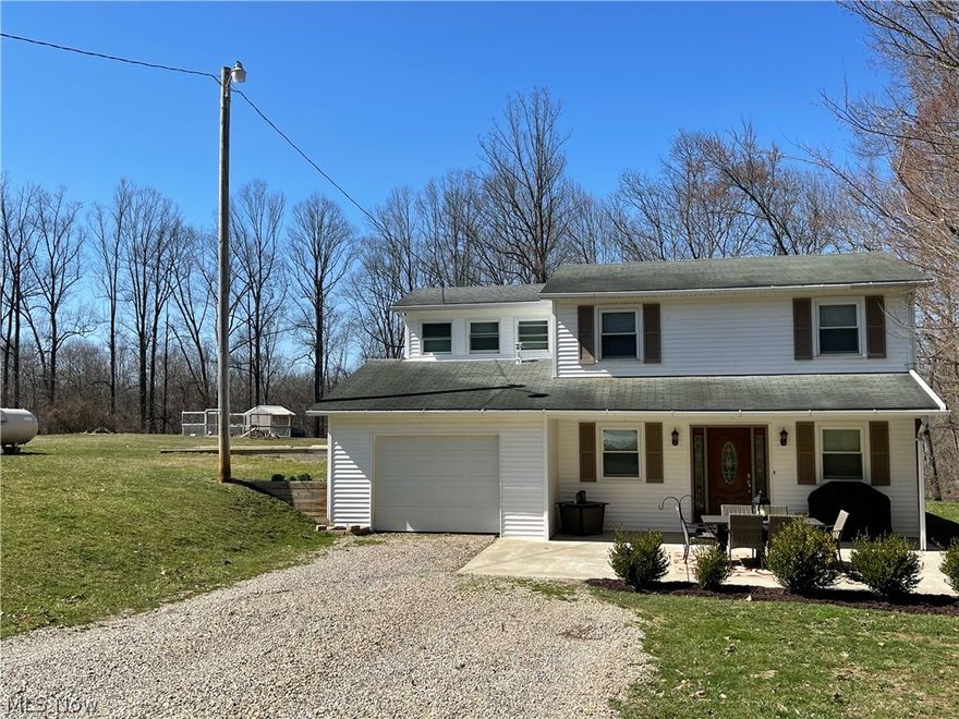Situated on almost two acres, this country location offers a peaceful setting. This 1,929 square
foot home has vinyl siding, replacement windows, one car attached garage, 5 bedrooms, 2
baths, and bonus room. A large concrete patio offers great outdoor entertaining. Many
updates can be seen throughout this home. A step-down kitchen with beautiful cabinets,
countertops, backsplash, and new stainless-steel appliances makes this kitchen any cooks
dream. The main bathroom has a clawfoot tub with new faucet hardware and double sinks. A
private back porch offers a quiet place to watch wildlife. The large yard offers great space for
all ages, and a play unit can provide hours of fun and activities for children. A MUST SEE!!!!!!