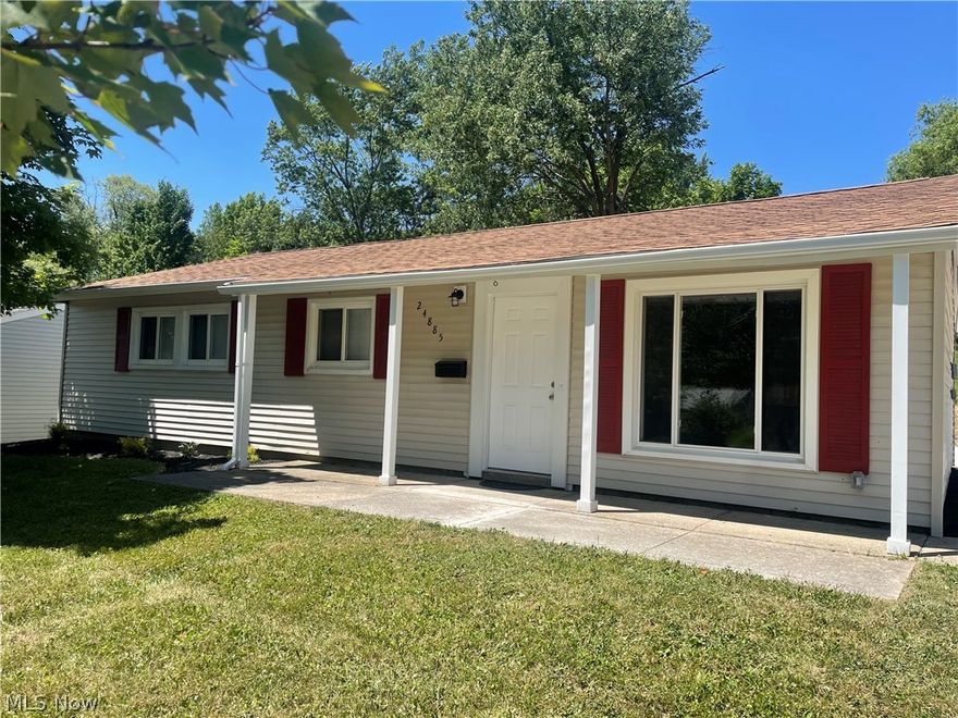 Welcome to 24885 Eldridge Blvd in beautiful Bedford Heights! This 4 bedroom 1.5 bathroom ranch with a two-car garage has been extensively renovated! When you first walk in you will notice the updated vinyl plank floor throughout the main portion of the house. Formal family room with plenty of space for dining. The kitchen has been updated with newer cabinets, countertops and appliances! Pass through to the living where you have tons of natural light from the French style doors that open onto the backyard patio. Down the hall you have four bedrooms. Each with updated carpet, fresh paint and updated light fixtures. Full bathroom has been remodeled and updated with updated vanity, tub and surround. Newer central air unit will keep you cool in the few summer days we have left.