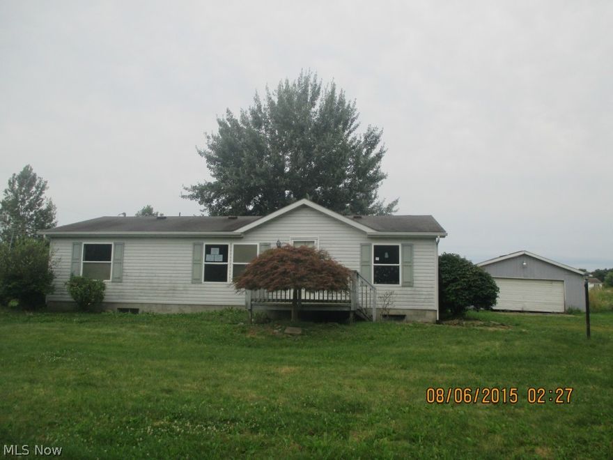 Nice 3 bedroom 2 bath manufactured home located nicely on 2+ acres. This home is offered with a full basement, private mater bedroom and eat in kitchen. Quiet country road and pretty views. Ideal find.