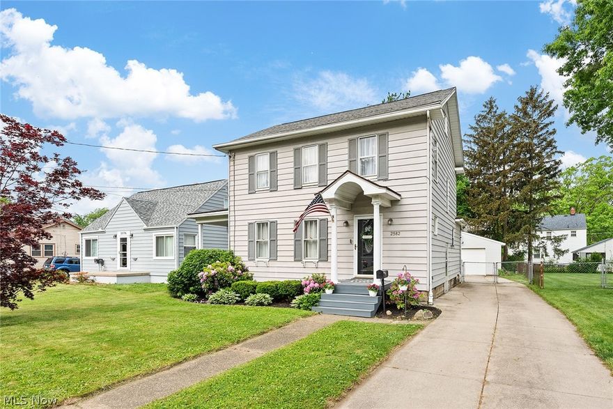 Welcome to this charming three bedroom, one and a half bath colonial in the heart of Cuyahoga Falls. Come in from the front porch to the cozy living room with fireplace & built in shelves. Off the living room is a covered porch. The welcoming dining room has sliding doors that open up to a deck with above ground pool. It’s the perfect area for entertaining or relaxing! Has a fully fenced in backyard. The adorable kitchen is bright & cheerful! There is a half bath on the main floor. Upstairs you will find three bedrooms & a bathroom. The walk up attic has a lot of storage space. In the basement, there is more room for storage & laundry. There is a detached two and a half car garage with a concrete driveway. Updated furnace and central air (2021), roof (2019) & hot water heater in 2017.
Hurry and schedule your showing this home won't last. Open house Saturday 5/29 1pm to 3pm.